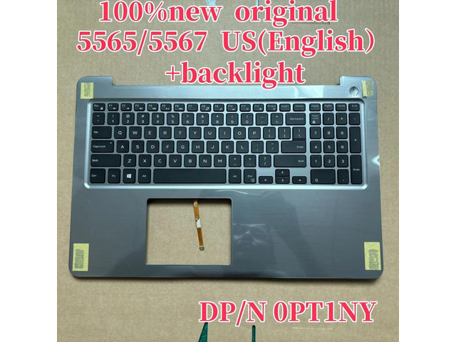 100%US English Gray For Inspiron 5567 5565 Palmrest Keyboard Assembly with backlight PT1NY 0PT1NY