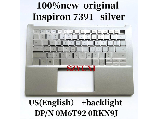 100%US English For Inspiron 7391 laptop keyboard Palmrest Assembly top cover C case WITH backlight silver M6T92 RKN9J
