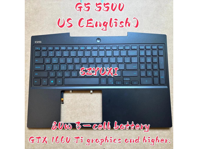 100%US English For G5 5500 laptop keyboard Palmrest Assembly TOP cover C case 1RPF5 60V8M 80W 3-cell