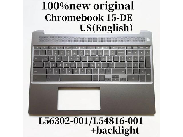 100%US English ForChromebook 15-DE laptop keyboard Palmrest Assembly with backlight L56302-001 L54816-001