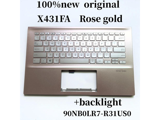 100%US English For X431 X431FA laptop keyboard Palmrest Assembly top cover C case backlight Rose gold 90NB0LR7-R31US0