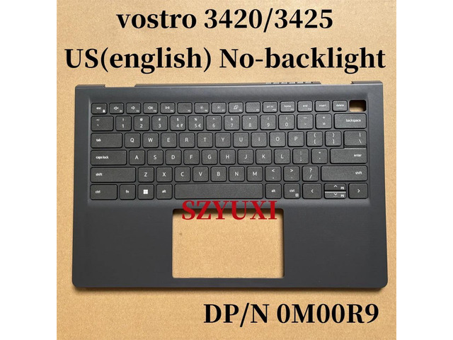 100%US English For vostro 3420 3425 laptop keyboard Palmrest Assembly TOP cover C case No-backlight M00R9 0M00R9