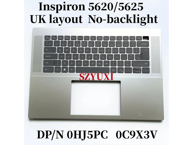 100%UK silver For Inspiron 5620 5625 laptop keyboard Palmrest Assembly silver no-backlight HJ5PC C9XV3