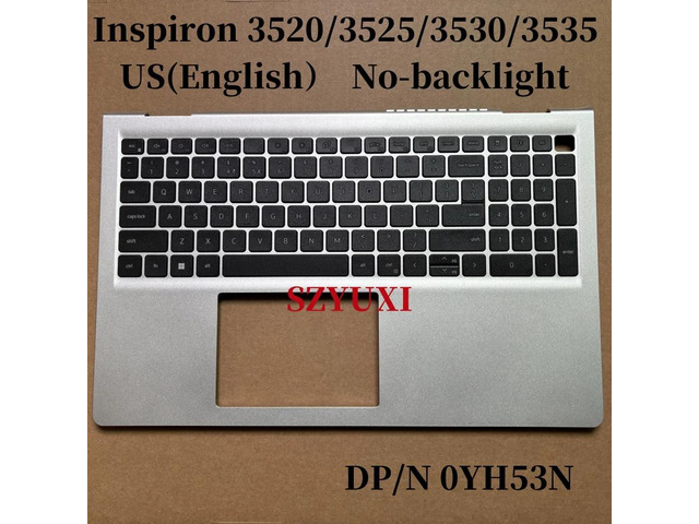 100%US English For Inspiron 3520 3525 3530 3535 laptop keyboard Palmrest Assembly TOP cover silver No-backlight YH53N
