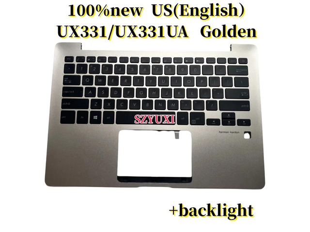 100%US Gold For ZenBook UX331 UX331U UX331UA Laptop keyboard Palmrest Assembly Upper case top cover backlight 90NB0GZ5
