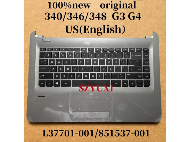 100%US English Gray For340 346 348 G3 G4 laptop keyboard Palmrest Assembly TOP cover No-backlight L37701-001 851537-001