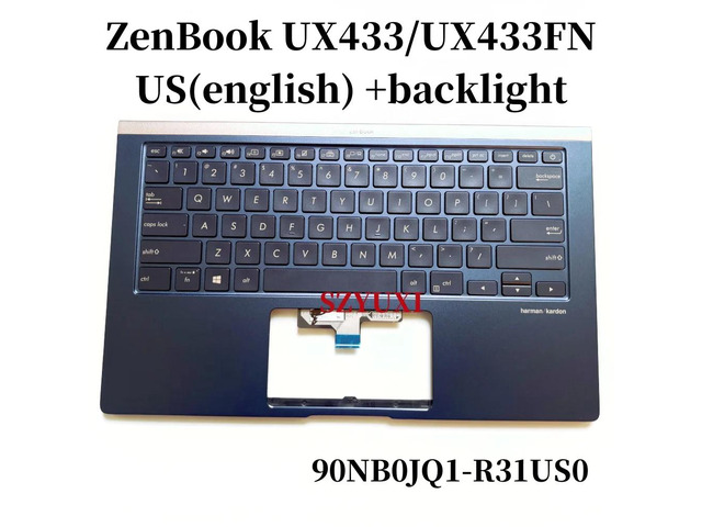 100%US English For UX433 UX433FN laptop keyboard Palmrest Assembly TOP cover C case backlight 90NB0JQ1