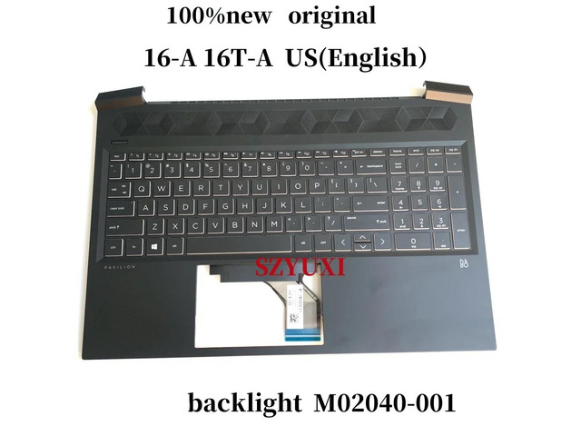 100%US English TPN-Q241 ForPavilion Gaming 16-A 16T-A laptop keyboard Palmrest Assembly TOP cover backlight M02040-001