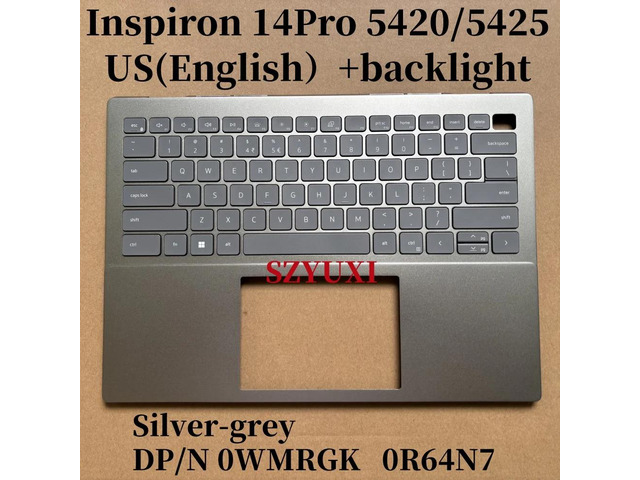 Silver-grey US English For Inspiron 14Pro 5420 5425 laptop keyboard Palmrest Keyboard Assembly TOP COVER WMRGK R64N7