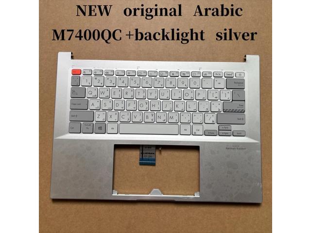 100%Arabic silver For M7400 M7400Q M7400QC laptop keyboard Palmrest Assembly TOP cover C case backlight 90NB0V62