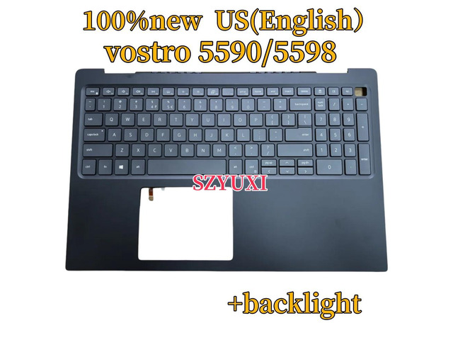 100%US ENGLISH For vostro 5590 5598 Laptop keyboard Palmrest Assembly TOP cover C case backlight XNR1R 8756Y