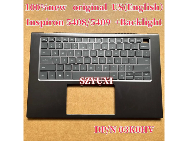 100%US English For Inspiron 5408 5409 Laptop keyboard Palmrest Assembly top cover with backlight 3K0HV 03K0HV