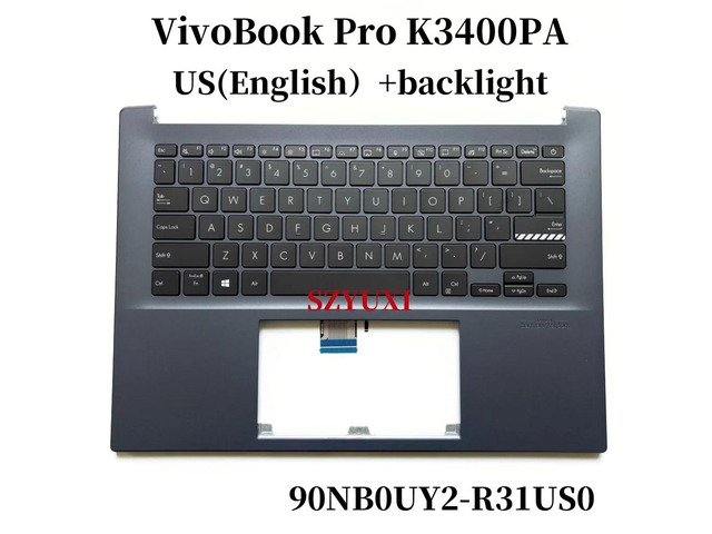 100%US English For VivoBook Pro X3400PA X3400 X3400P laptop keyboard Palmrest Assembly TOP cover backlight 90NB0UY2