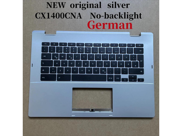 100%GR German FR For Chromebook CX1400 CX1400CNA laptop keyboard Palmrest Assembly TOP cover C case No-backlight silver