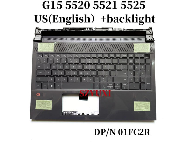 100%US English For G15 5520 5521 5525 laptop keyboard Palmrest Assembly TOP cover backlight 1FC2R 01FC2R