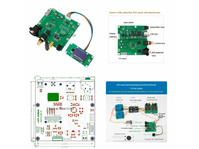 Bluetooth Audio Receiver QCC5125 AK4118 USB Coaxial AES Optical Fiber To IIS Supports XMOS Amanero For PCM1794 DAC Decoder