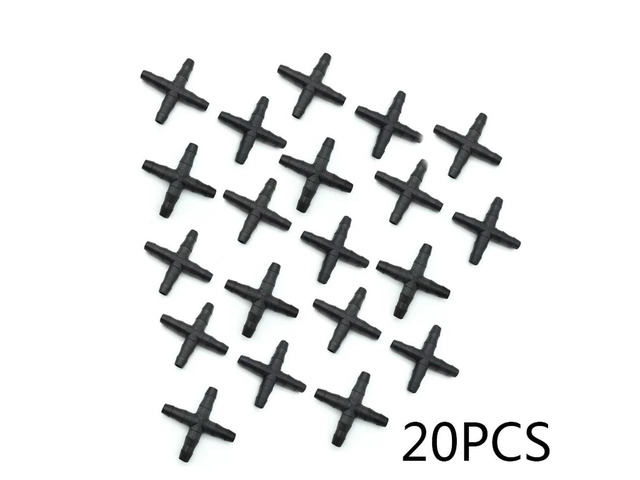 Bulk Automatic Garden Connector Irrigation Hose Fittin Fitting 20Pcs Barbed Cross Drip Black Hot Practical