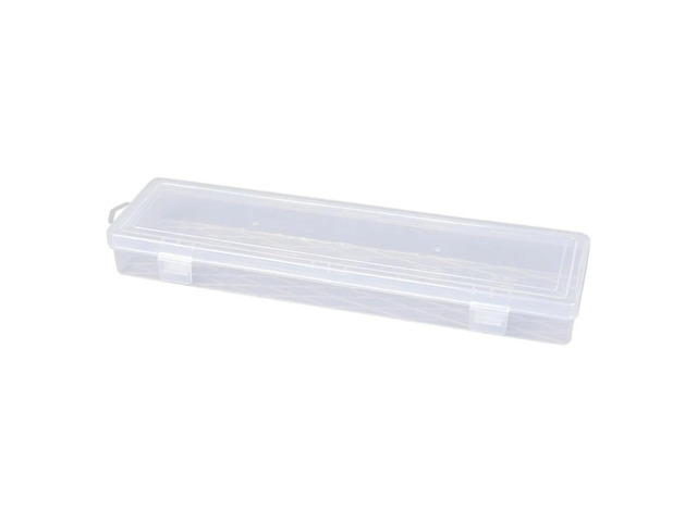 14inch transparent long tool box for jewelry pencil case spoon with hanging loop bottom grid reinforcement and lock