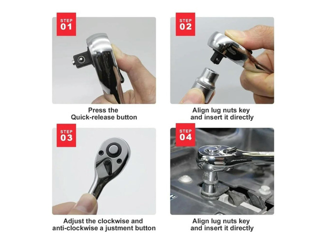72 Tooth Ratchet Wrench 1/4 Inch Size with Short Handle Compact and Tool for Mechanical Repairs and Automotive Use