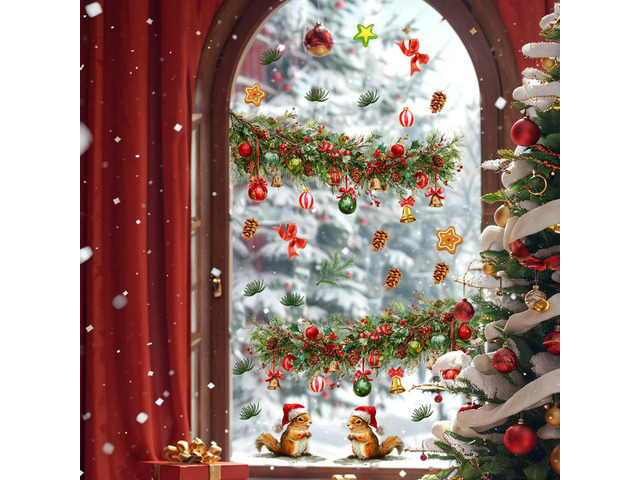 Festive PVC ChristmFor as WFor all For and Window Stickers EFor asy For applicFor ation for Cozy HolidFor ay Home DecorFor ation