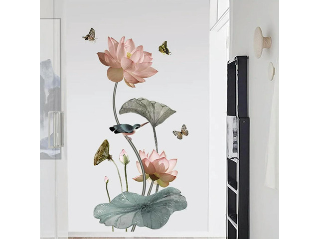 Lotus Flower Wall Sticker for Home and Classroom Use PVC Removable Suitable for Doors Glass Furniture Tiles and Walls