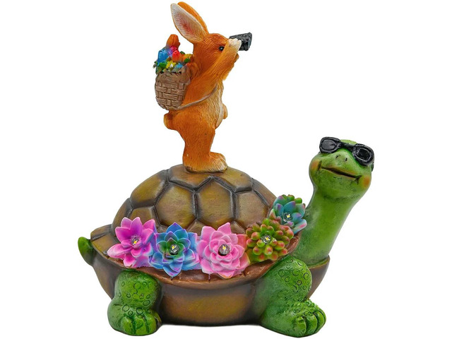 Resin Turtle Rabbit Solar Light for Outdoor Garden Courtyard Patio Decor Warm LED Illumination 19x12.5x19cm Waterproof