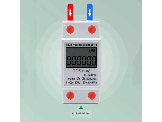 AC220V 80A Single Phase Digital Energy Meter DDS1108 2P with LCD Display and Non Volatile Memory for Consistent Energy Recording