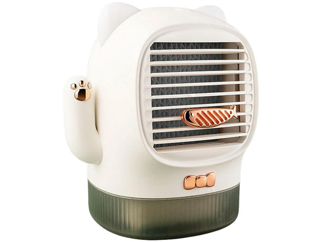 Water Cooled Lucky Cat Fan USB Rechargeable 3 Speed Desktop Cooler with LED Light and Aromatherapy for Bedroom