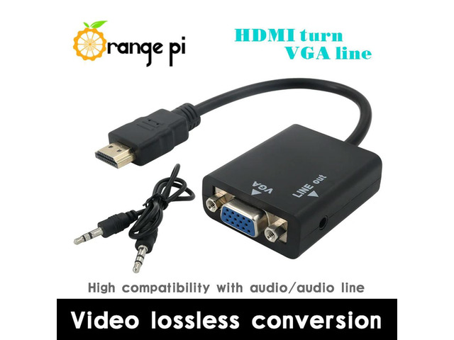 Orange Pi HDMI to VGA Cable of 17cm anti-jamming transmission line work with Monitor up to 720P