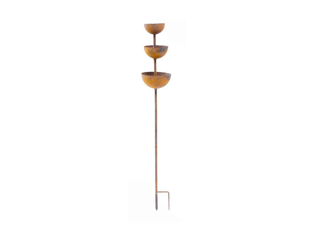 l Bird Feeder Rainwater Collector Artistic Garden Charm Weather-resistant l Vintage Patina Finish Three-tier Design