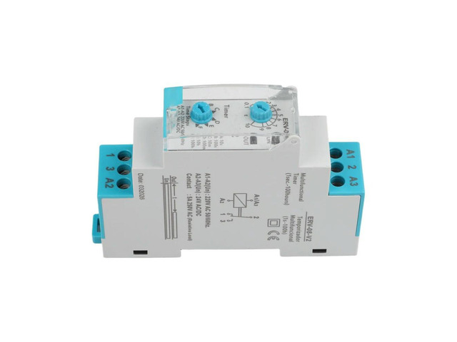 ERV-08-V2 Timer Relay for For industrial Use 0.1 Second 100 Hour Delay Range Compatible with Standard DIN Rails
