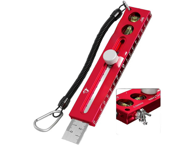 Multifunctional Magnetic Marking Ruler Aluminum Alloy Woodworking Scale with Dual Bubble Level and Metric Scales