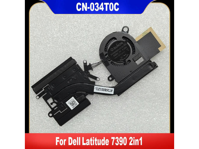 034T0C For Latitude 7390 2 in 1 Laptop CPU Cooling Fan With Heatsink Cooler Fan 34T0C CN-034T0C AT26B001ZCL