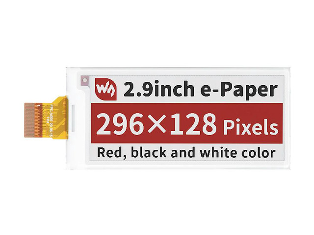 2.9inch E-Paper (B) E-Ink Raw Display, 296×128, Red / Black / White, SPI, without PCB