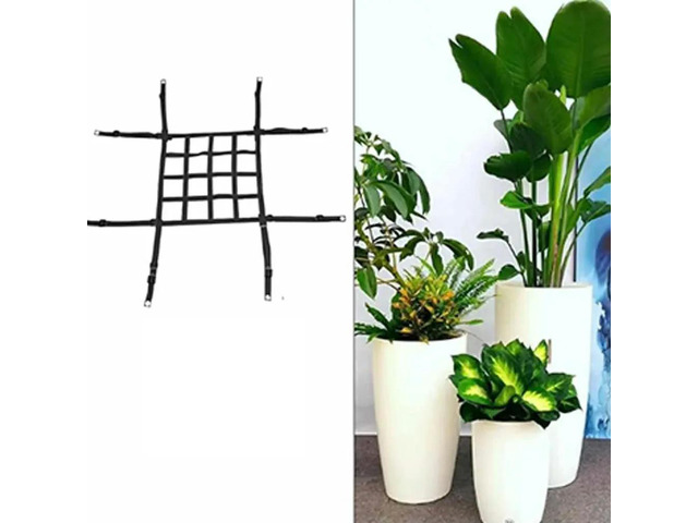 Adjustable Flowerpot Net with 8 Stainless Steel Hooks and Rope for Large Tall Pots and Plant Containers