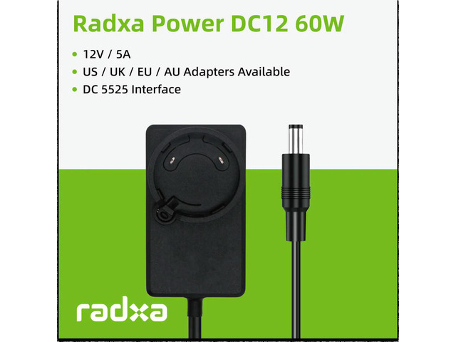 Radxa Power DC12 60W, Power Adapter, Supports Radxa SBCs