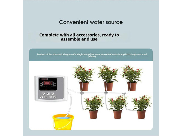 Solar Charging Dual Pump Watering Device with Voice Alerts for Balcony Plants Timed Irrigation and Memory Settings