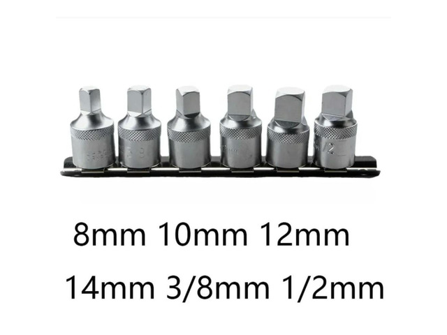 Square drive 1/2 inch base oil sump drainplug key socket set 6 piece for transmission maintenance 8 10 12 14mm 3/8 steel