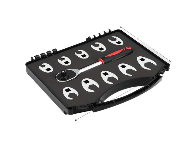 1set 3/8 Inch Ratchet Wrench Set 11 Piece L Shape Swivel Head Tool Kit High Carbon Claw Interchangeable Head Adjustable Wrench