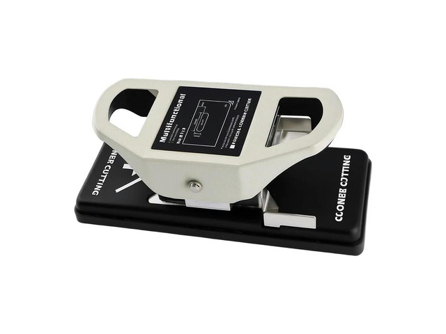 2-in-1 ID Badge Hole Punch Tool with Corner Rounder Function for PVC Cards Paper Craft Projects Punches Through 1.2mm Materials