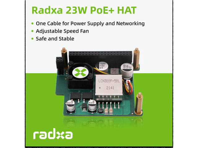 Radxa 23W PoE HAT, Compatible With ROCK 4B / 4B+ / 4SE