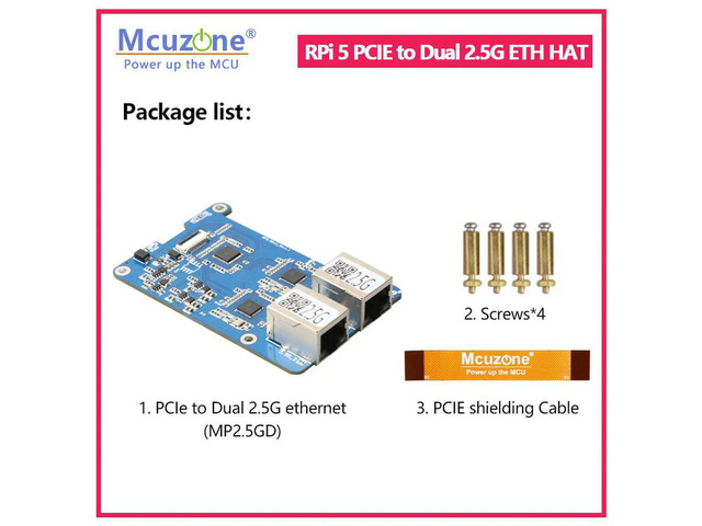 Raspberry Pi 5 PCIe to dual 2.5G Ethernet HAT using RTL8125 chipset supporting Raspberry Pi OS and Ubuntu systems