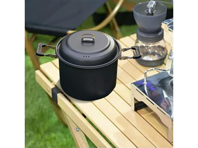 Gray 6L Dual-Purpose Pot Multi-function Barbecue Pot Bbq Accessory Collapsible Cookware Stainless Steel Construction