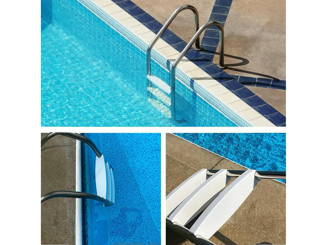 Swimming Pool Ladder Step Kit 3pcs White ABS Steps for 1.9 inch Round Ladder Rails Easy Install No Tools Needed