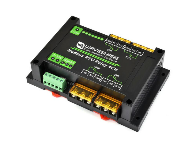 Industrial Modbus RTU 4-ch High Current Relay Module with RS485 Interface, Onboard LED Indicators