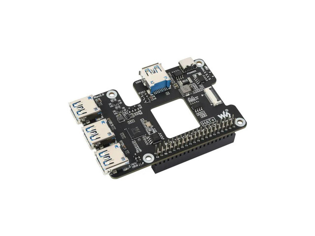 PCIe To USB 3.2 Gen1 HAT for Raspberry Pi 5,PCIe to USB HUB,4x High Speed USB Ports, driver-free,plug and play,HAT + Standard
