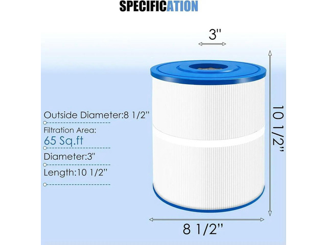 For Water Relaxation System Filter PWK65 Replacement Cartridge Compatible with Spa and Swimming Pool Filtration Installations