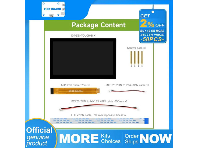 Raspberry Pi 10.1' DSI Touchscreen: 720x1280 IPS, 10-Point Capacitive with Durable Tempered Glass