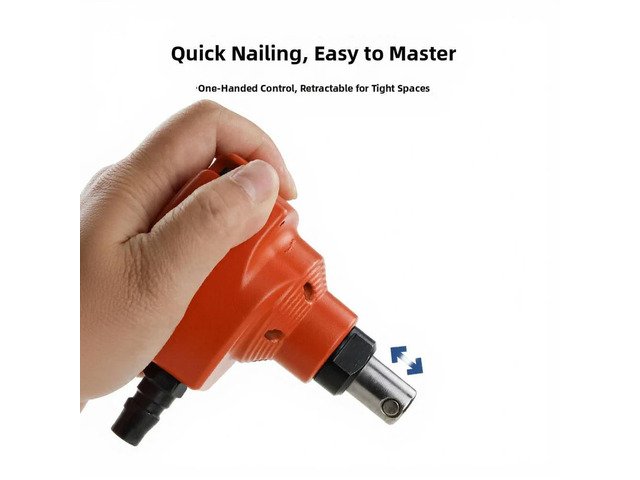 Pneumatic FORMini Handheld Tool for Carpentry: One-Handed Nail Driving Device with Trigger Activation and Nail Retention