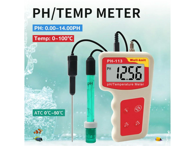LCD Digital pH Meter for Aquarium Water Control Measures pH 0.00-14.00 and Temperature 0-100 C with ATC Feature